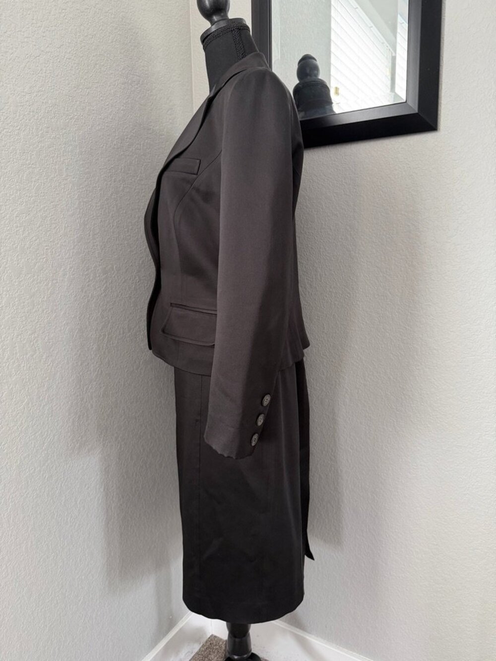 Vintage MICHAEL KORS Wool 2 Piece Skirt Suit Black Sz 12 - Picture 7 of 16